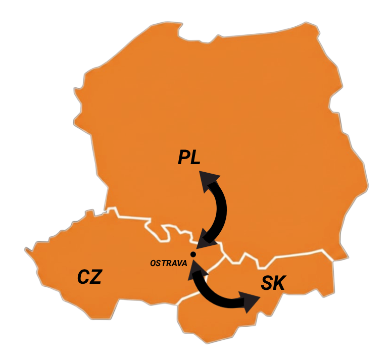 Mapa doručovacích oblastí Kurýr Express